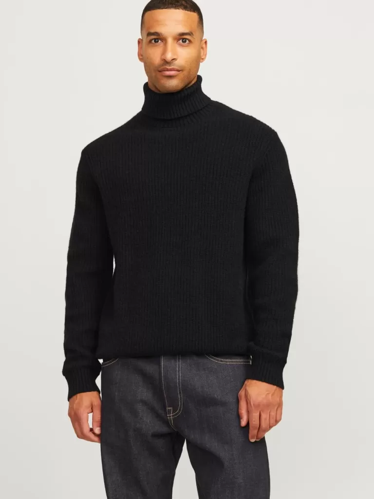 JACK & JONES Swetry^RDD Gładki Golf Czarny