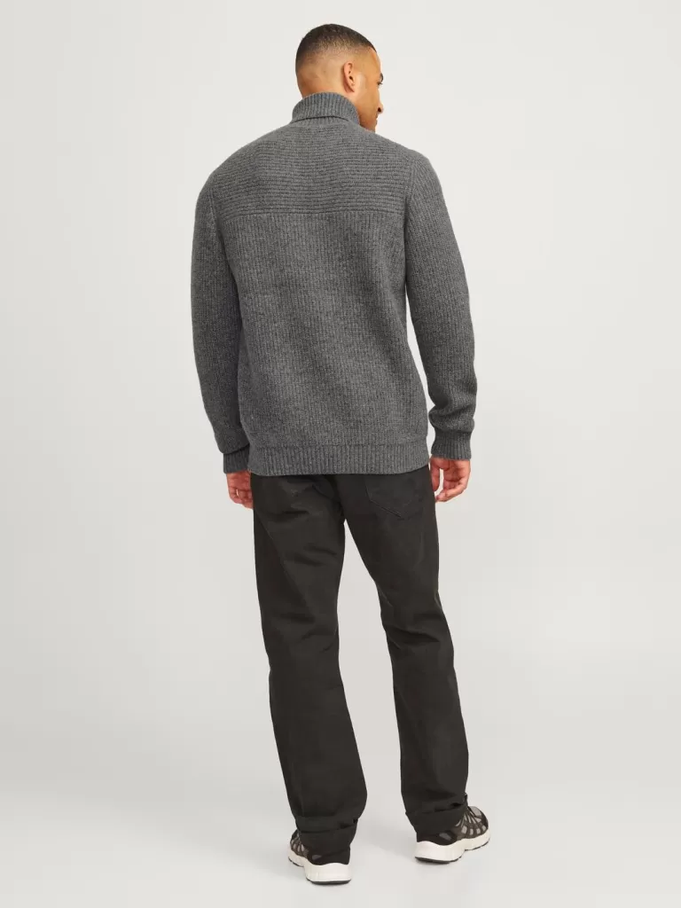 JACK & JONES Swetry^RDD Gładki Golf Szary