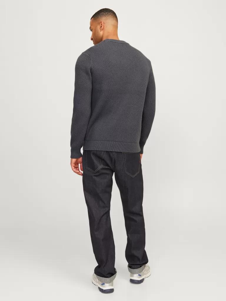 JACK & JONES Swetry^RDD Gładki Sweter wkładany przez głowę Szary