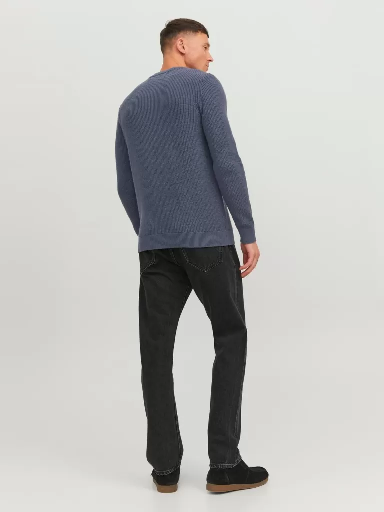 JACK & JONES Swetry^RDD Gładki Sweter wkładany przez głowę Niebieski