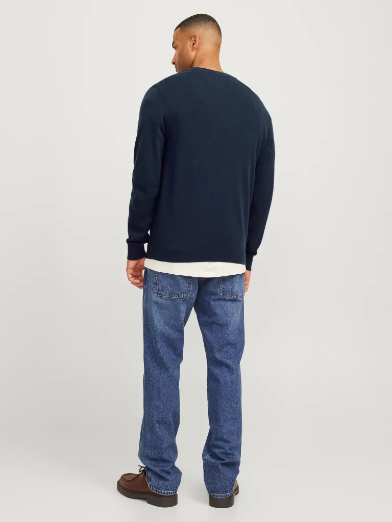 JACK & JONES Swetry^RDD Gładki Sweter wkładany przez głowę Niebieski