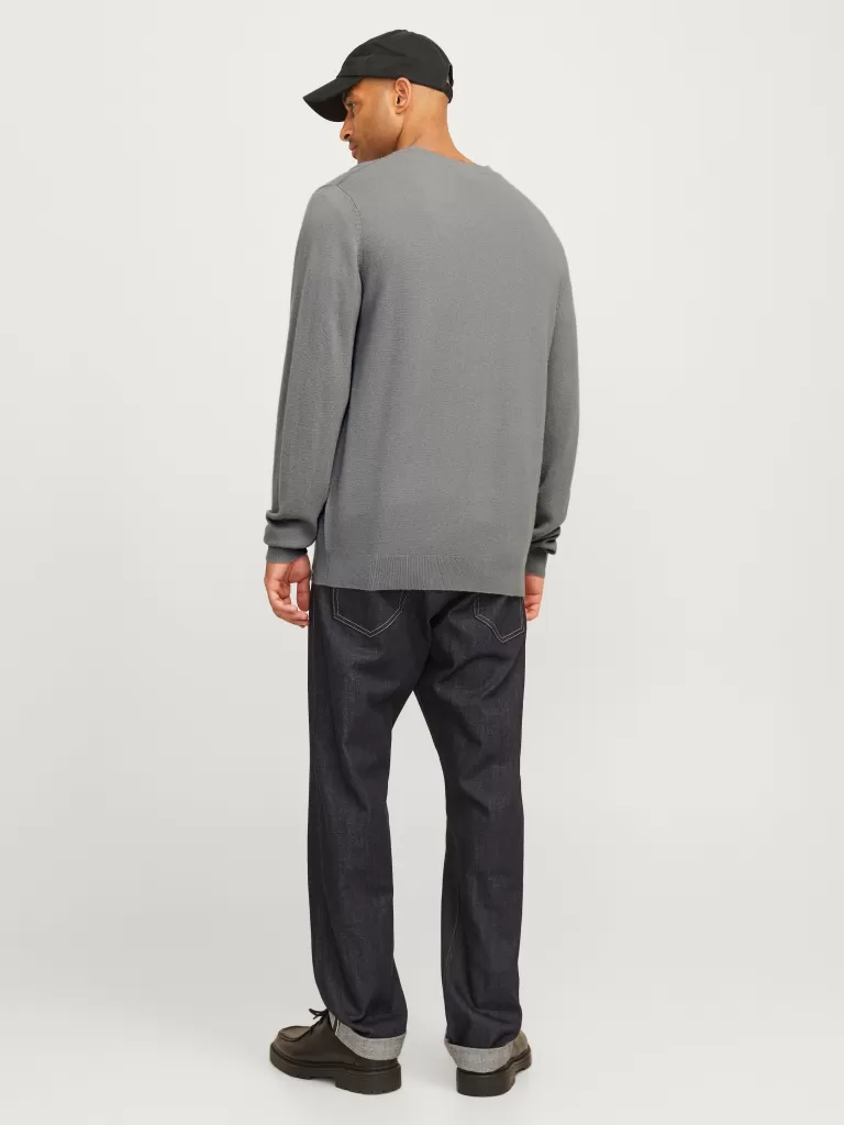 JACK & JONES Swetry^RDD Gładki Sweter wkładany przez głowę Szary