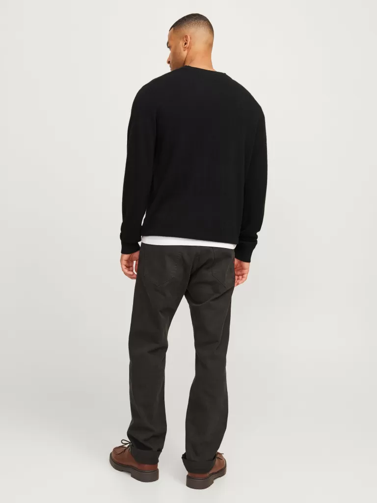 JACK & JONES Swetry^RDD Gładki Sweter wkładany przez głowę Czarny