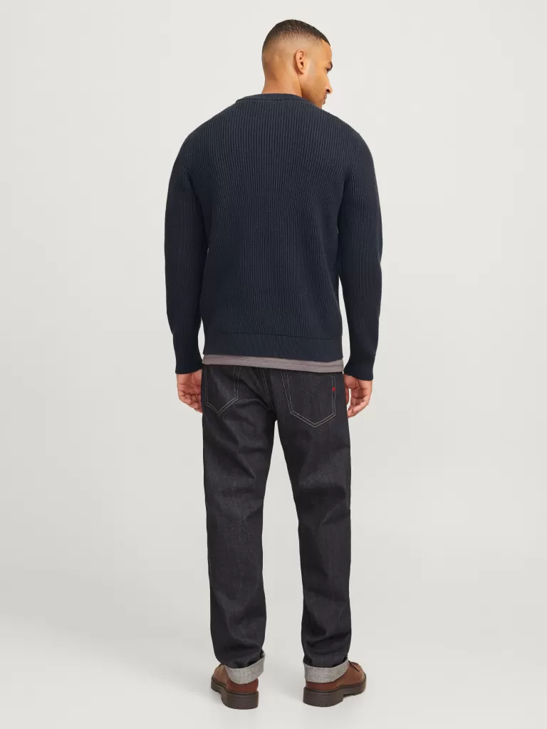 JACK & JONES Swetry^RDD Gładki Sweter wkładany przez głowę Niebieski