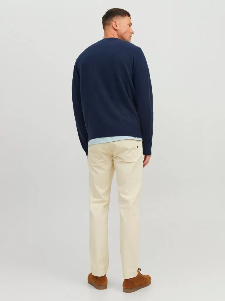 JACK & JONES Swetry^RDD Gładki Sweter wkładany przez głowę Niebieski