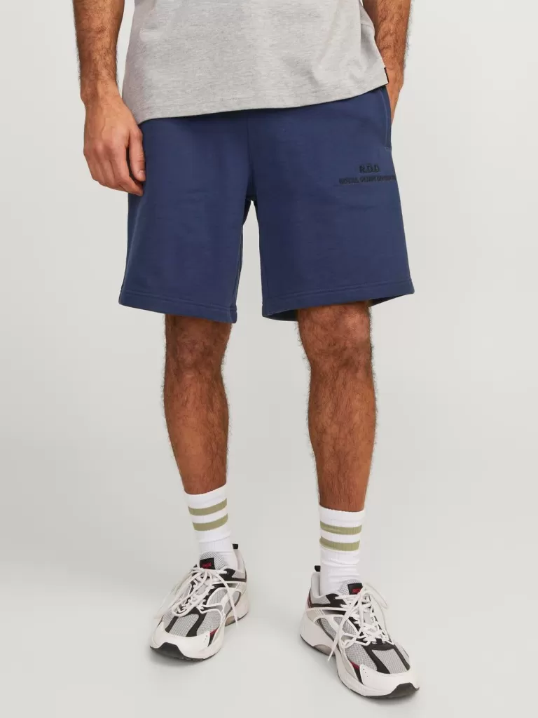 JACK & JONES Krótkie Spodenki^RDD Krój swobodny Szorty dresowe Niebieski
