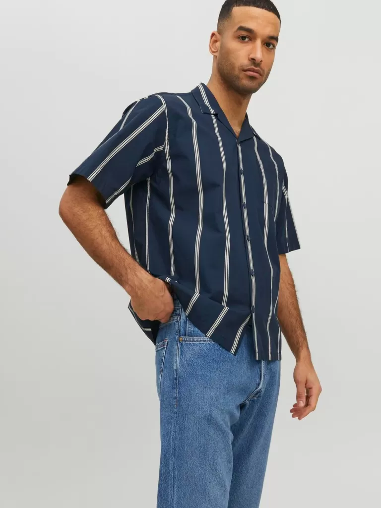 JACK & JONES Koszule^RDD Krój swobodny Tropikalna Niebieski