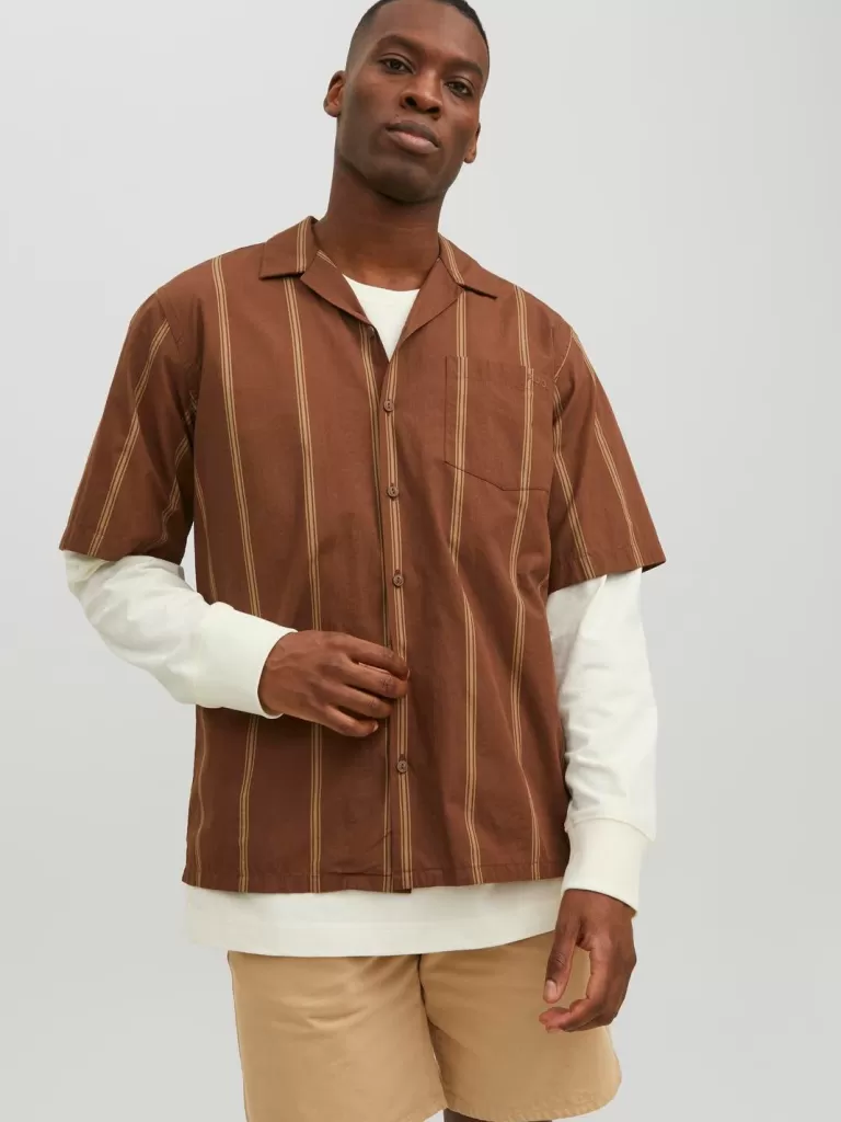 JACK & JONES Koszule^RDD Krój swobodny Tropikalna Brązowy