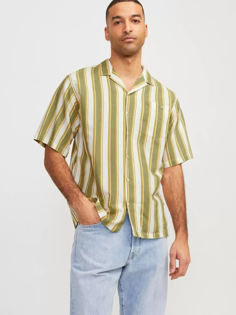 JACK & JONES Koszule^RDD Krój swobodny Tropikalna Zielony