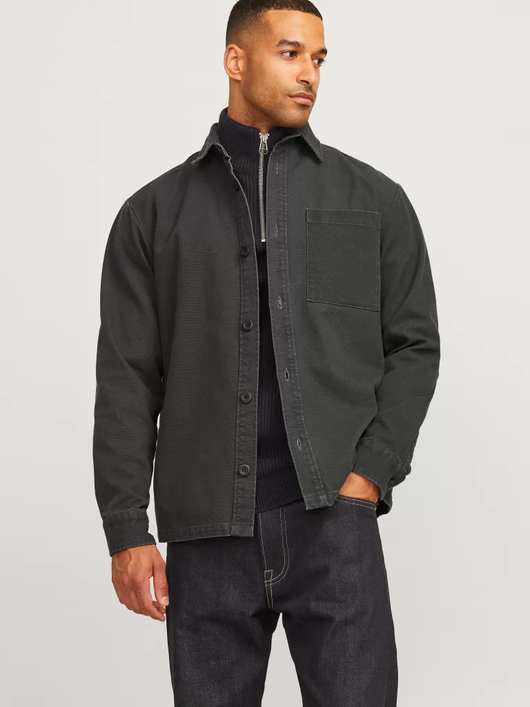 JACK & JONES Koszule^RDD Luźno dopasowane Kurtka koszulowa Szary