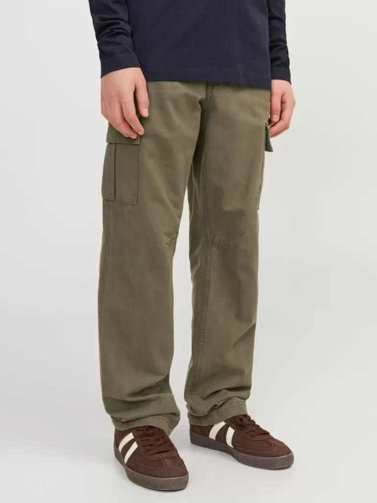 JACK & JONES Spodnie^Spodnie bojówki Junior Zielony
