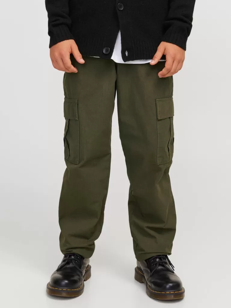 JACK & JONES Spodnie^Spodnie z szeroką nogawką Junior Zielony