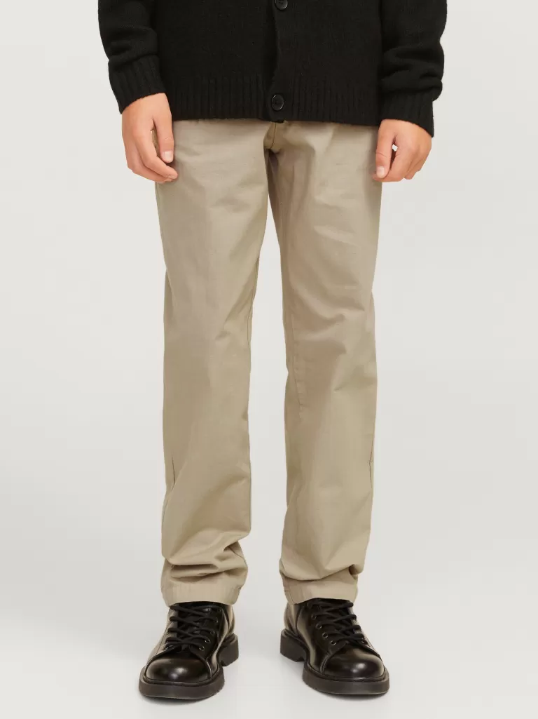 JACK & JONES Spodnie^Spodnie z szeroką nogawką Junior Beżowy