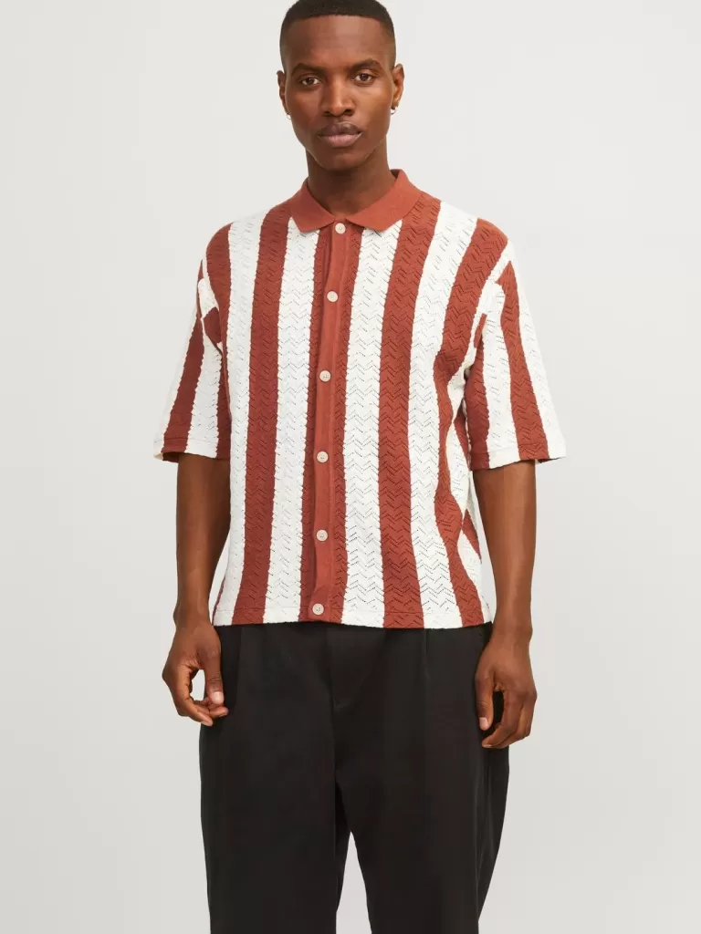 JACK & JONES Swetry^Strukturalne Koszula polo Czerwony