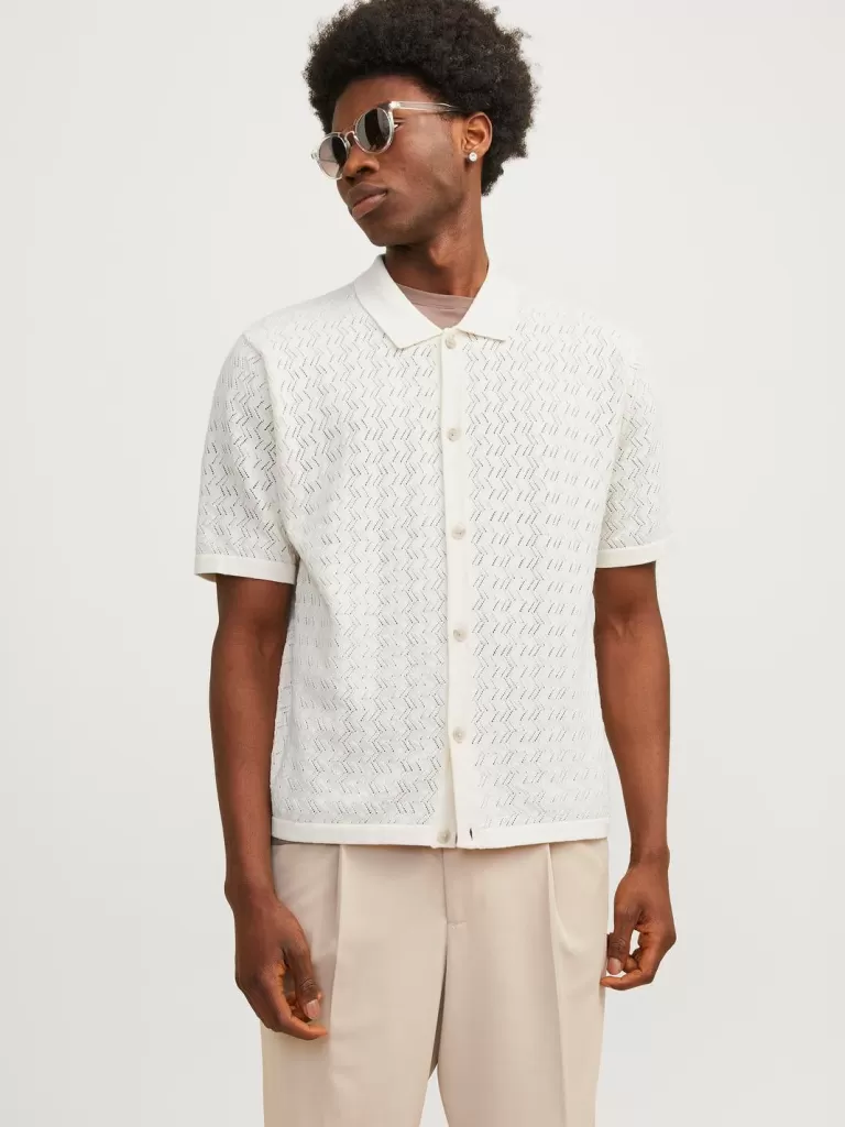 JACK & JONES Swetry^Strukturalne Koszula polo Biały