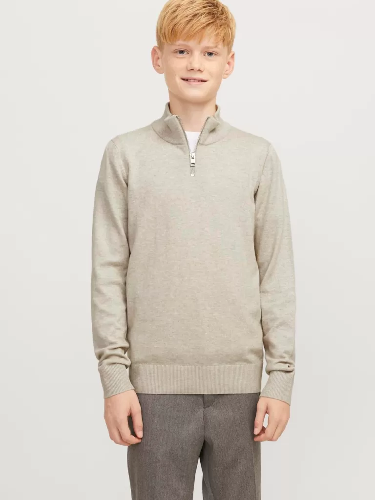 JACK & JONES Swetry^Sweter wkładany przez głowę Junior Beżowy