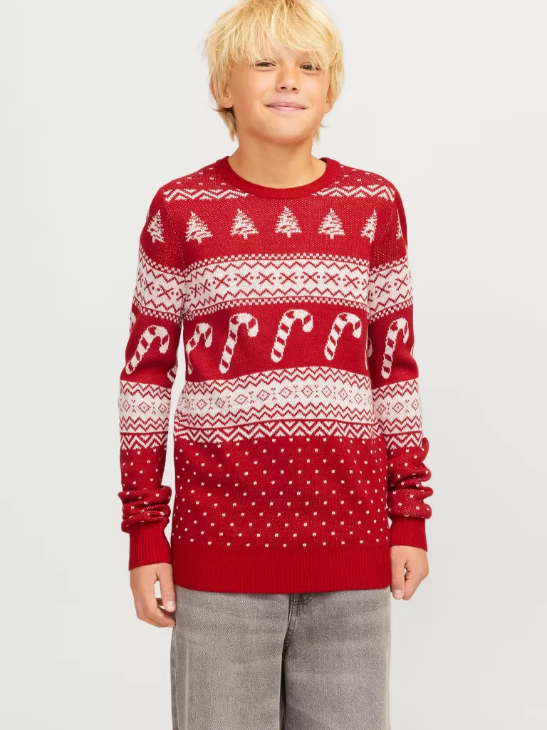 JACK & JONES Swetry^Sweter wkładany przez głowę Junior Czerwony