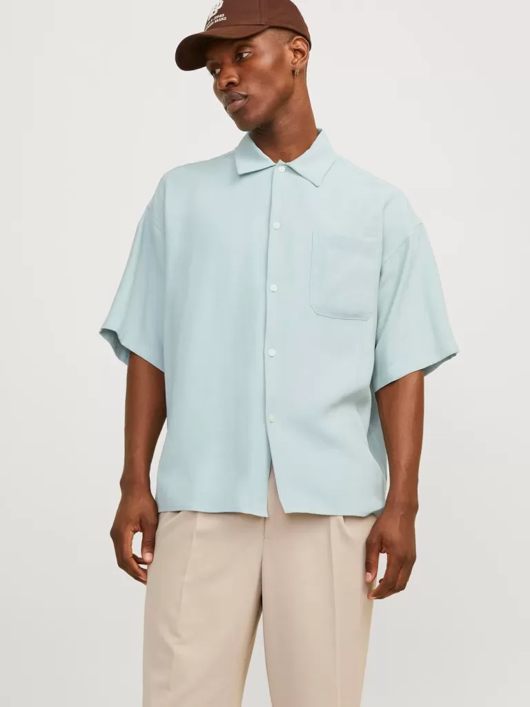 JACK & JONES Koszule^Szeroki krój Koszula Niebieski