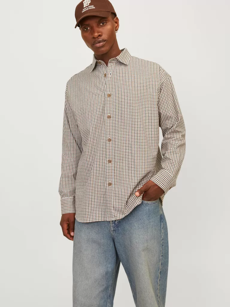 JACK & JONES Koszule^Szeroki krój Koszula Beżowy