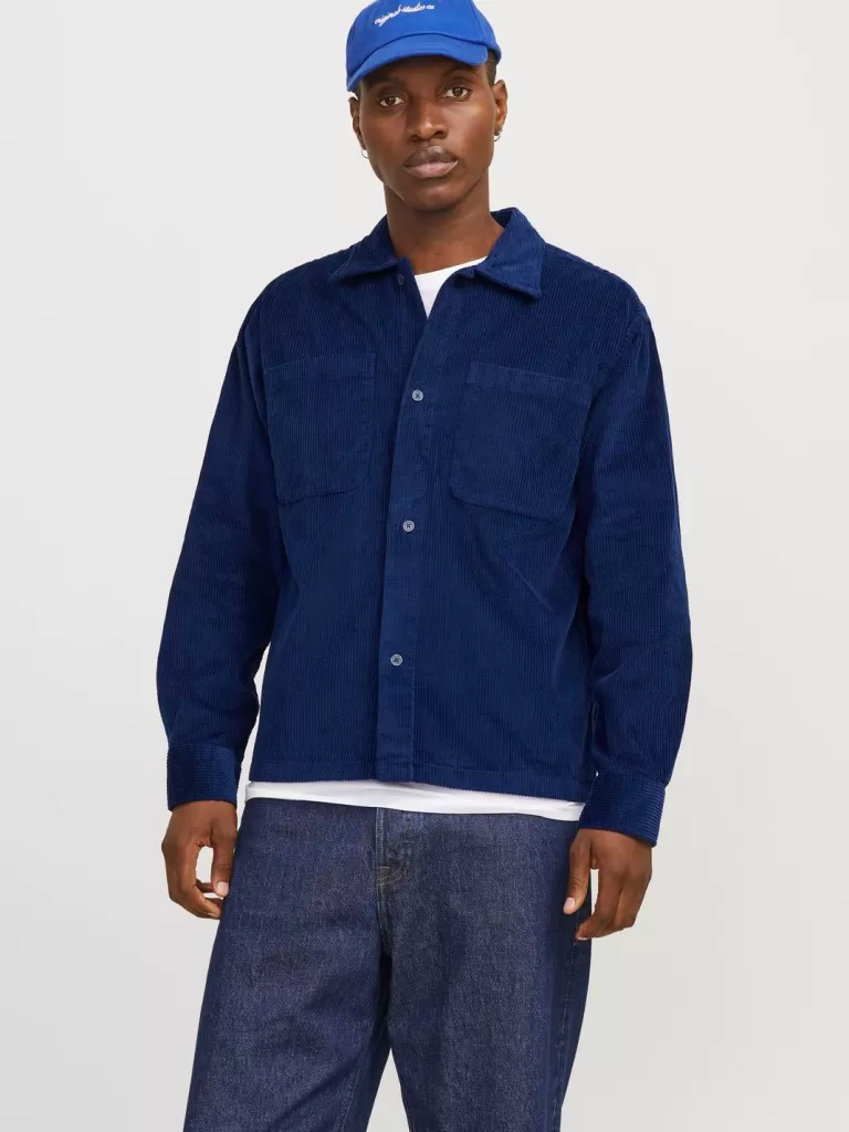 JACK & JONES Koszule^Szeroki krój Koszula Niebieski
