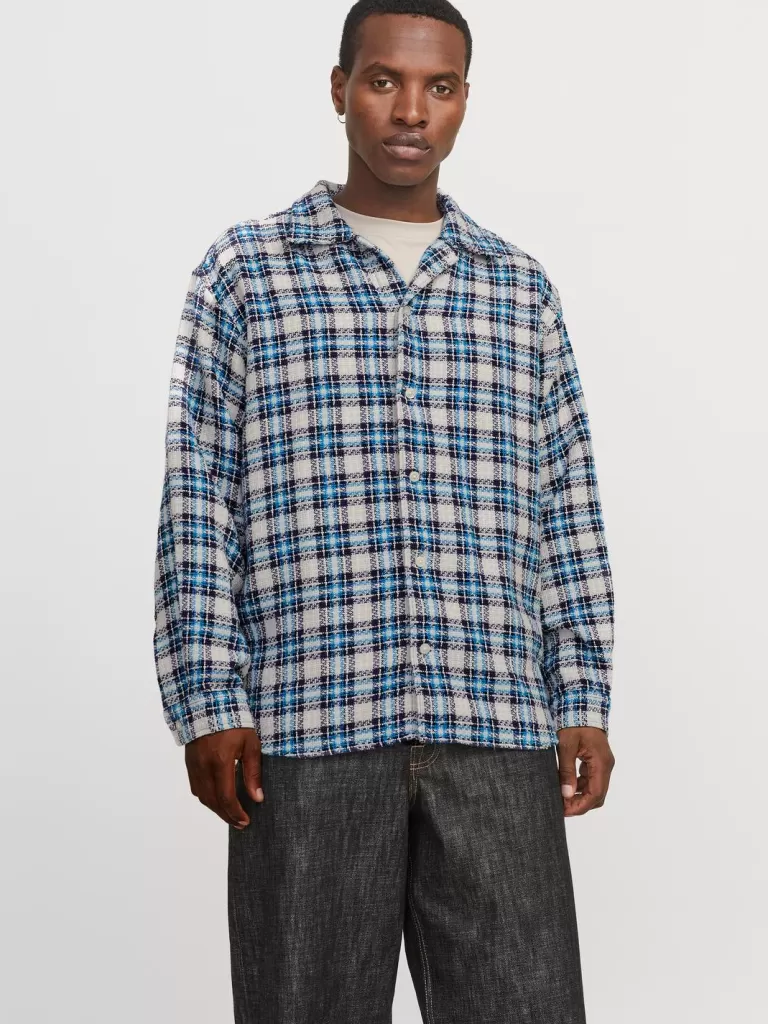 JACK & JONES Koszule^Szeroki krój Koszula Niebieski