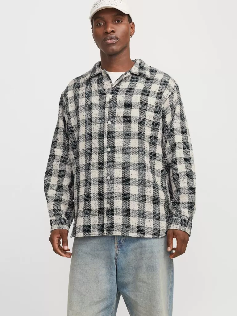 JACK & JONES Koszule^Szeroki krój Koszula Czarny