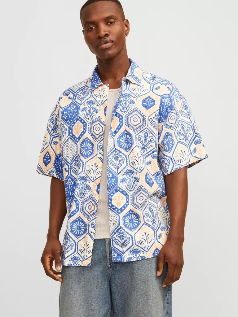 JACK & JONES Koszule^Szeroki krój Koszula Niebieski