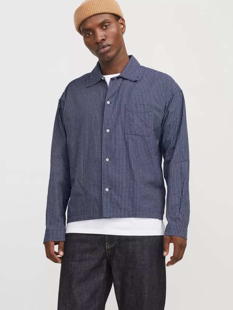 JACK & JONES Koszule^Szeroki krój Koszula Niebieski