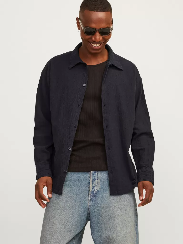 JACK & JONES Koszule^Szeroki krój Koszula Czarny