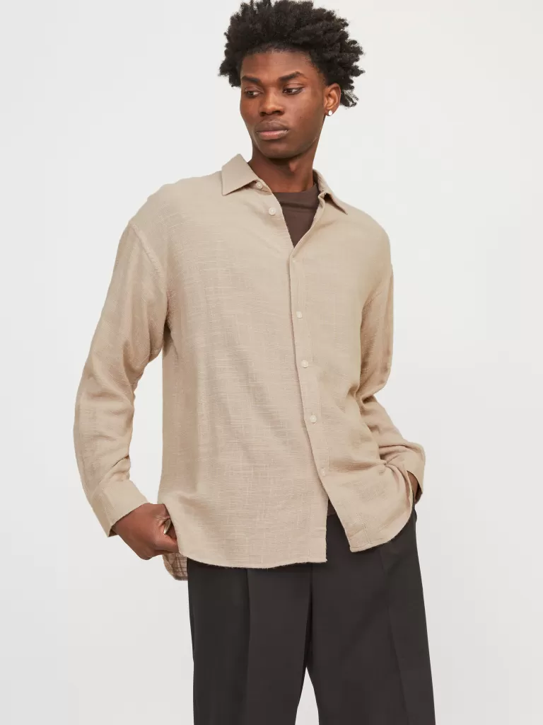 JACK & JONES Koszule^Szeroki krój Koszula Beżowy