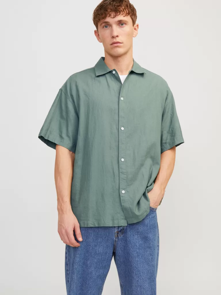 JACK & JONES Koszule^Szeroki krój Koszula Zielony
