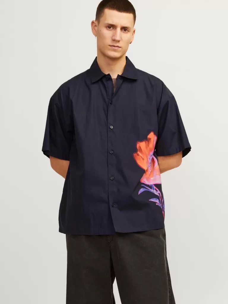 JACK & JONES Koszule^Szeroki krój Koszula Niebieski