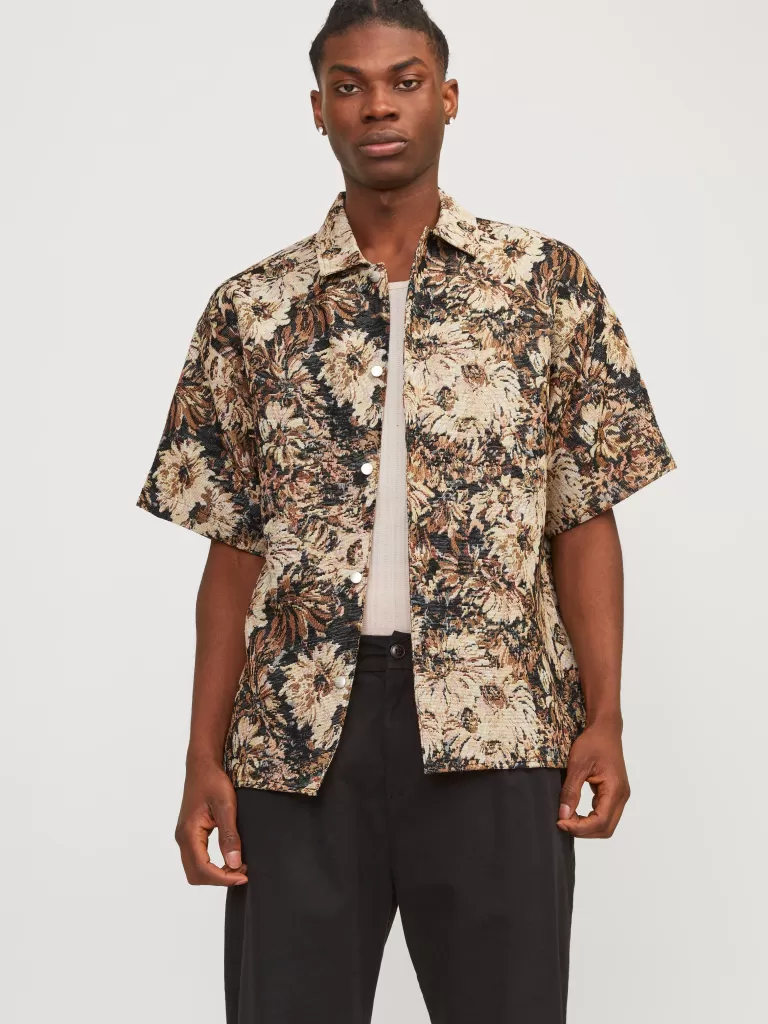 JACK & JONES Koszule^Szeroki krój Koszula Brązowy