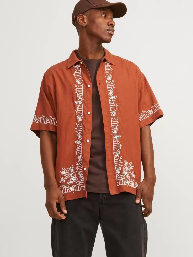 JACK & JONES Koszule^Szeroki krój Koszula Czerwony