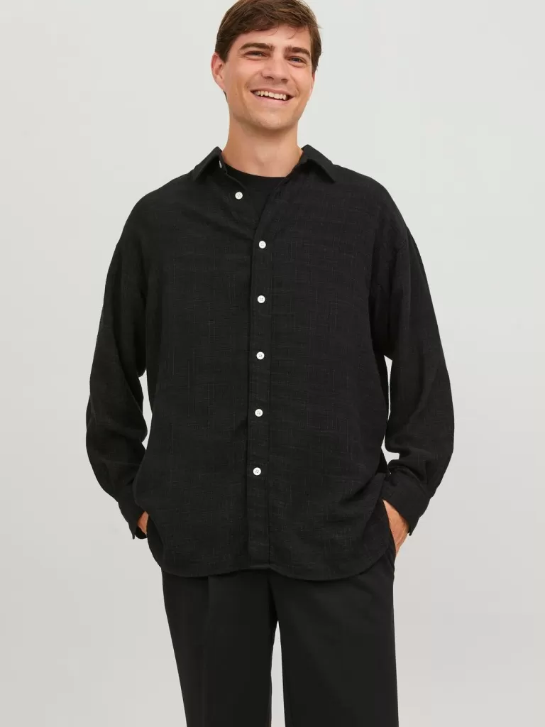 JACK & JONES Koszule^Szeroki krój Koszula Czarny