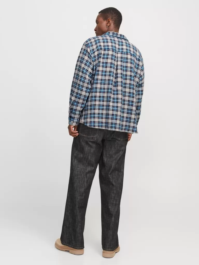 JACK & JONES Koszule^Szeroki krój Koszula Niebieski