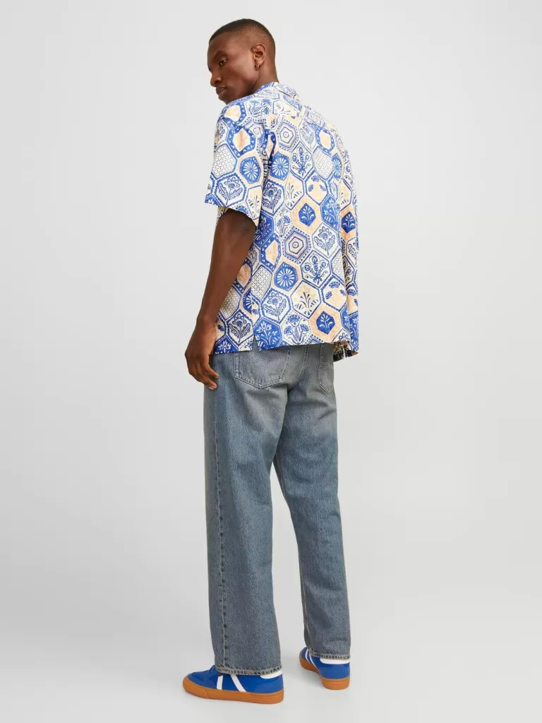 JACK & JONES Koszule^Szeroki krój Koszula Niebieski