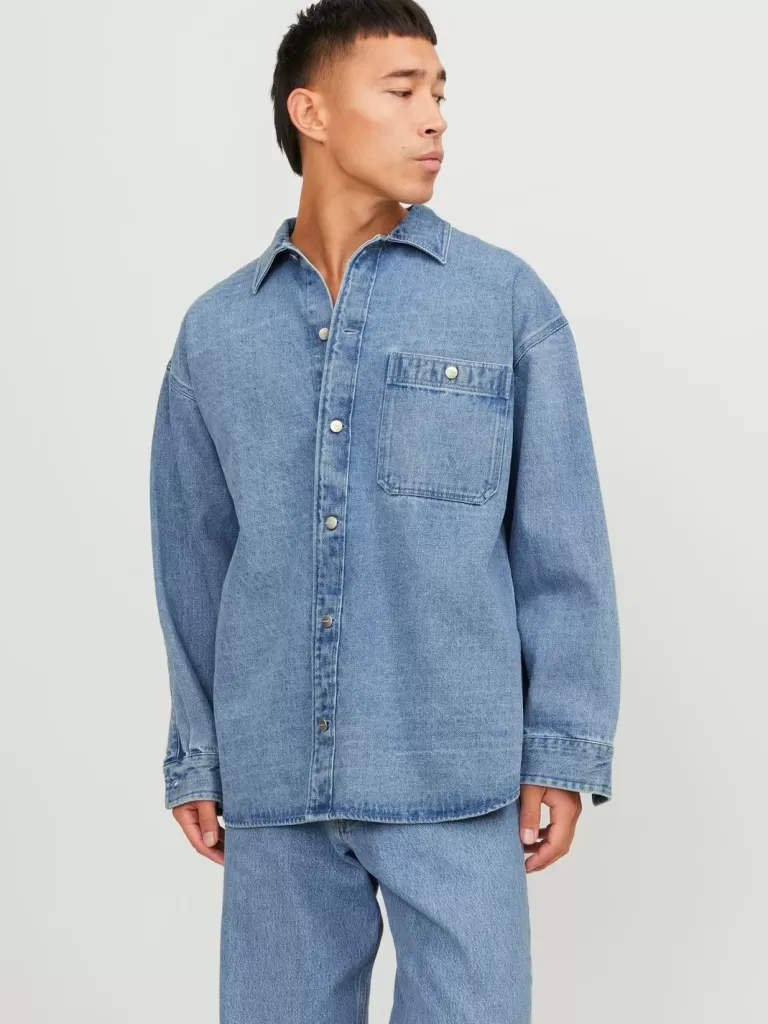 JACK & JONES Koszule | Jeansowe Koszule^Szeroki krój Koszula jeansowa Niebieski