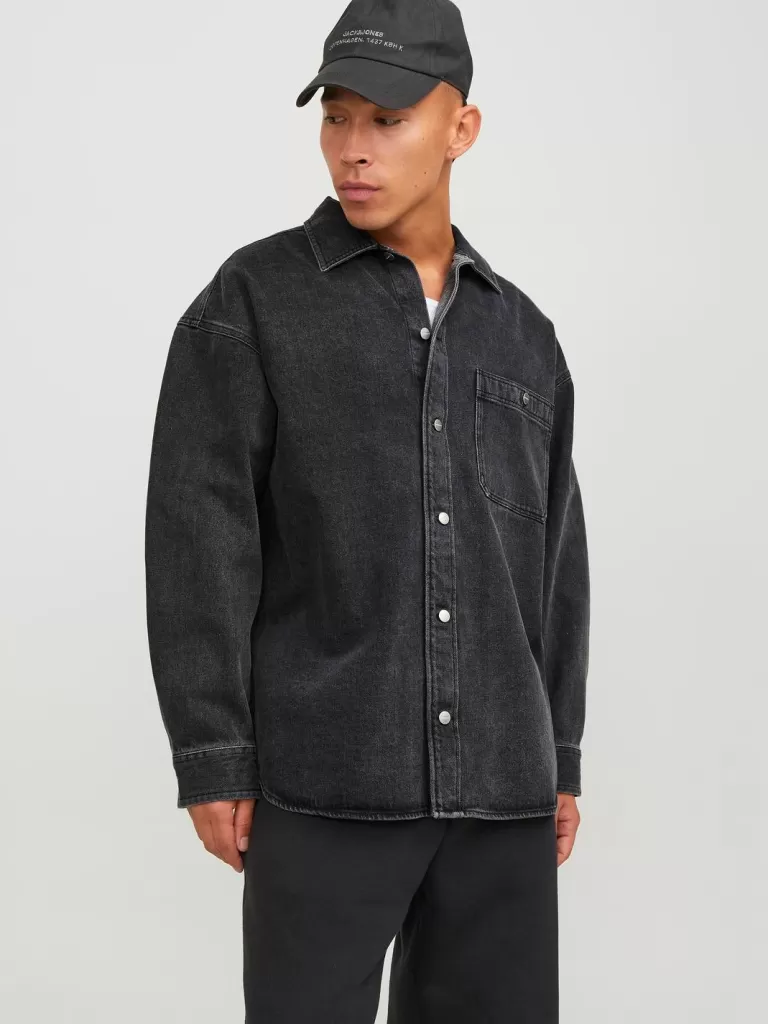 JACK & JONES Koszule | Jeansowe Koszule^Szeroki krój Koszula jeansowa Czarny