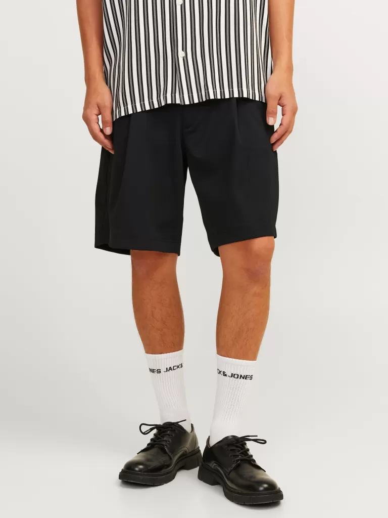 JACK & JONES Krótkie Spodenki^Szeroki krój Krótkie chinosy Czarny