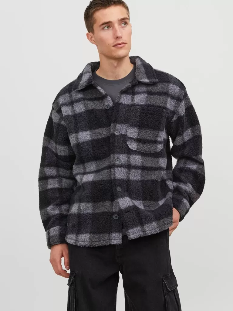 JACK & JONES Koszule^Szeroki krój Kurtka koszulowa Szary