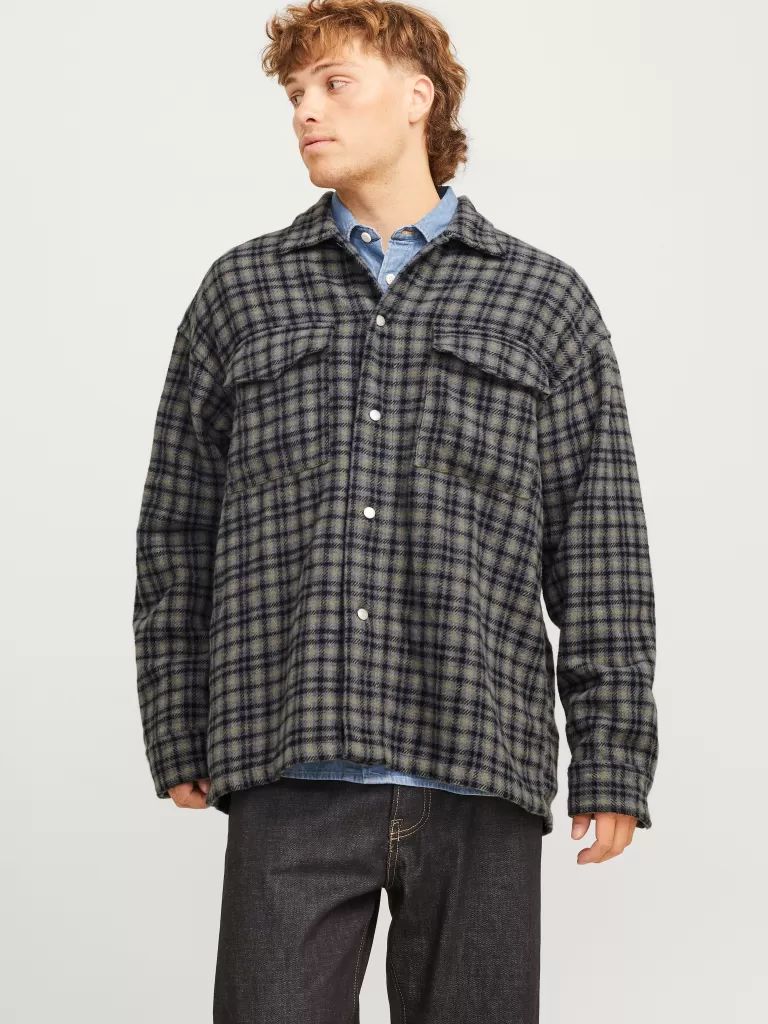 JACK & JONES Koszule^Szeroki krój Kurtka koszulowa Czarny