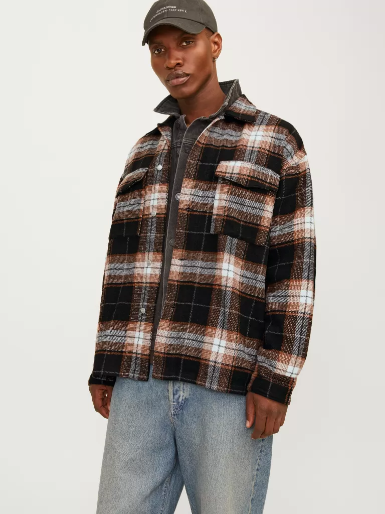 JACK & JONES Koszule^Szeroki krój Kurtka koszulowa Czarny