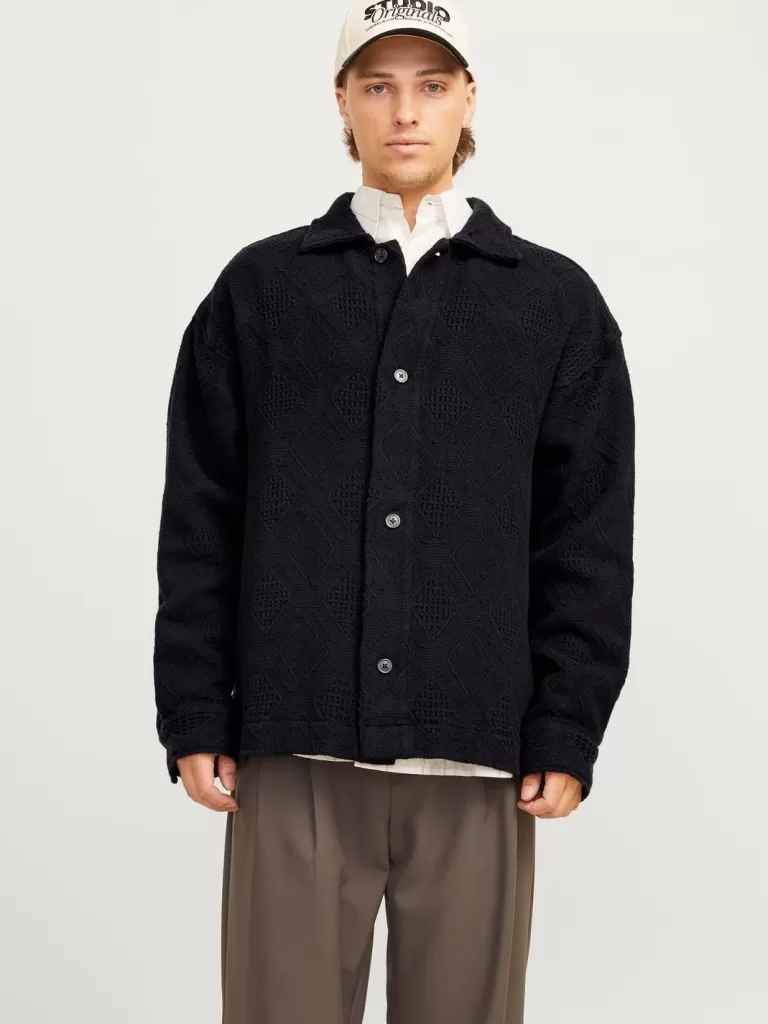 JACK & JONES Koszule^Szeroki krój Kurtka koszulowa Czarny