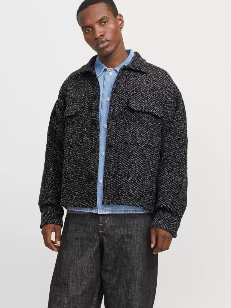 JACK & JONES Koszule^Szeroki krój Kurtka koszulowa Czarny
