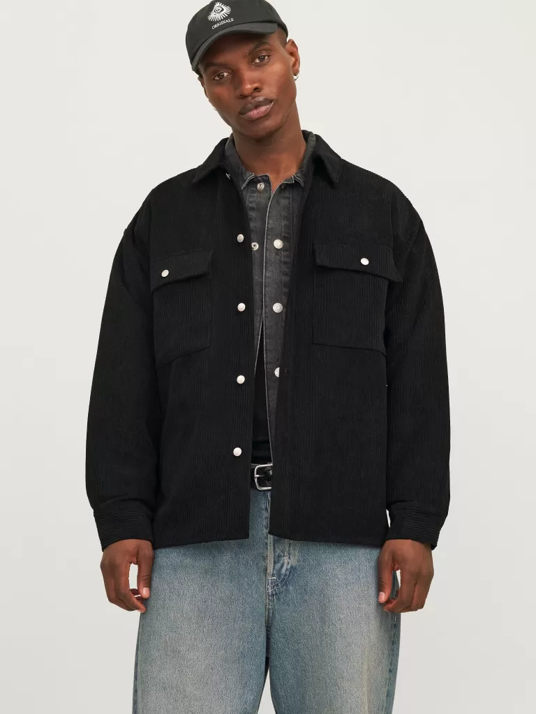 JACK & JONES Koszule^Szeroki krój Kurtka koszulowa Czarny