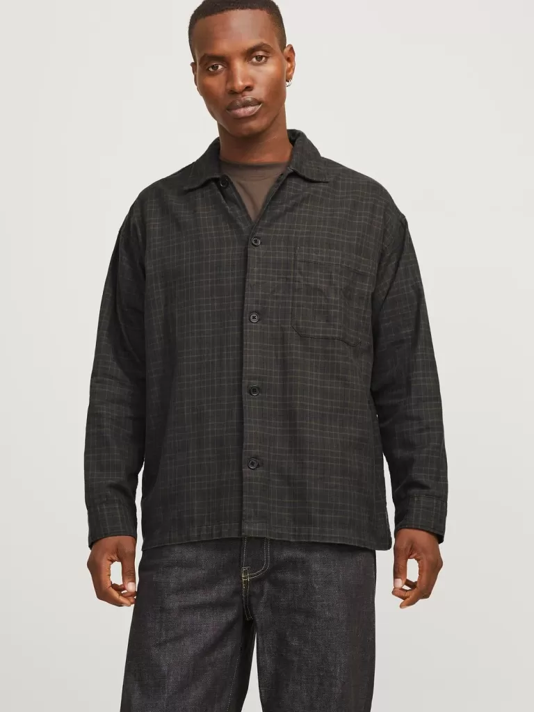 JACK & JONES Koszule^Szeroki krój Kurtka koszulowa Szary