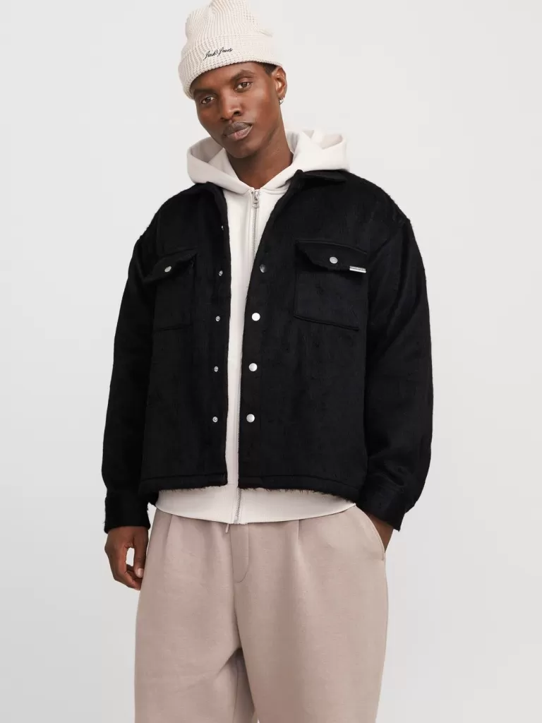 JACK & JONES Koszule^Szeroki krój Kurtka koszulowa Czarny