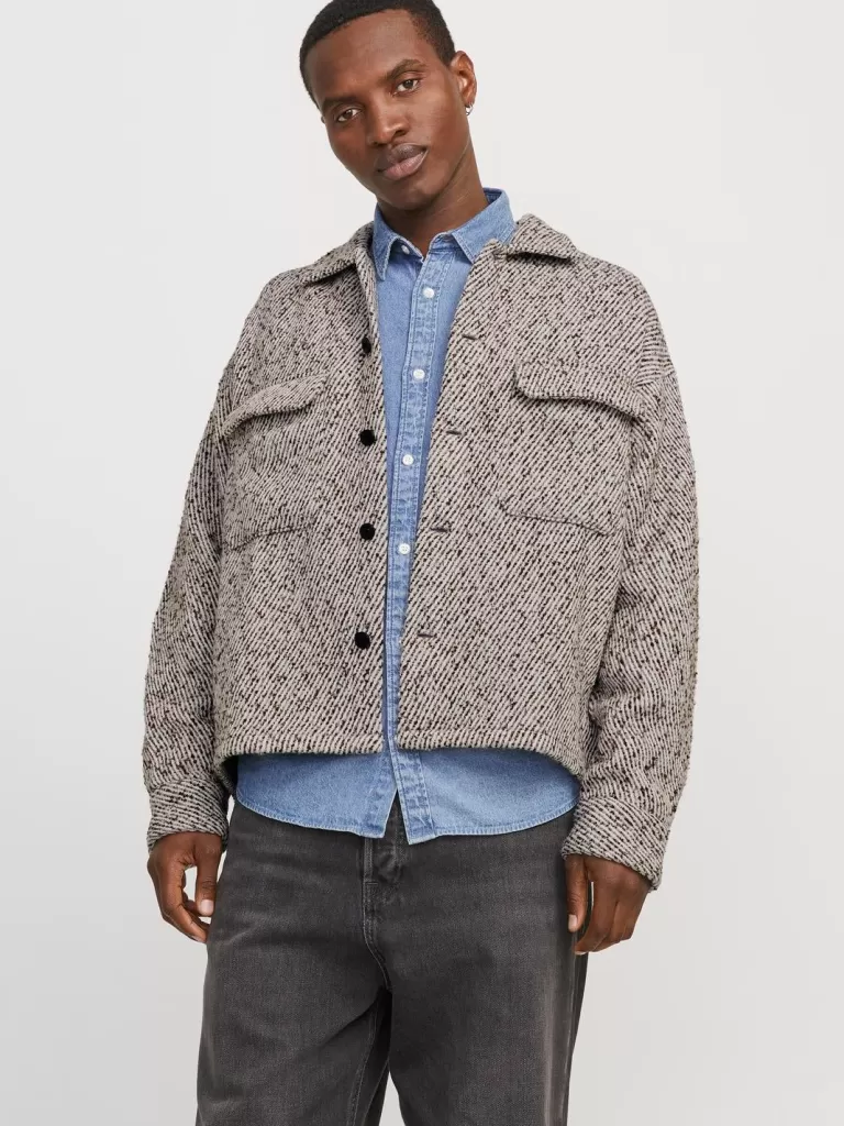 JACK & JONES Koszule^Szeroki krój Kurtka koszulowa Brązowy