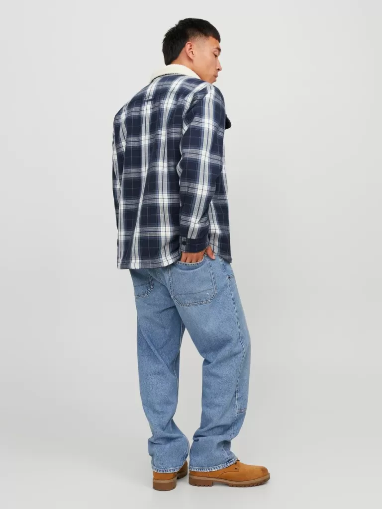 JACK & JONES Koszule^Szeroki krój Kurtka koszulowa Niebieski
